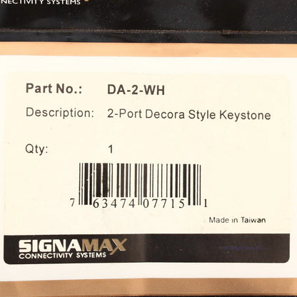 SignaMax White 2-Port Decora Style Keystone DA-2-WH