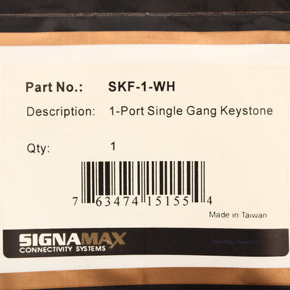 Signamax SKF-1-WH 1-Port Single Gang Keystone