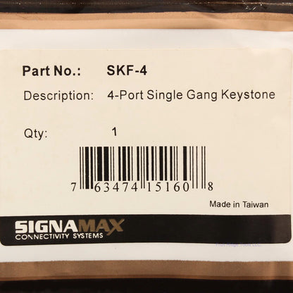 Signamax 1-Gang Ivory Plastic 4-Port Data Jack Cover Plate Non-Loaded SKF-4