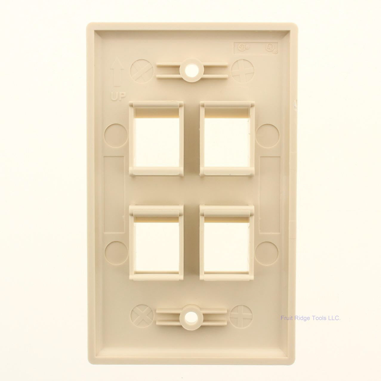 Signamax 1-Gang Ivory Plastic 4-Port Data Jack Cover Plate Non-Loaded SKF-4