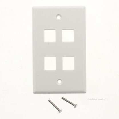 SignaMax SKF-4-WH White 4-Port Single Gang Keystone Cover Plate