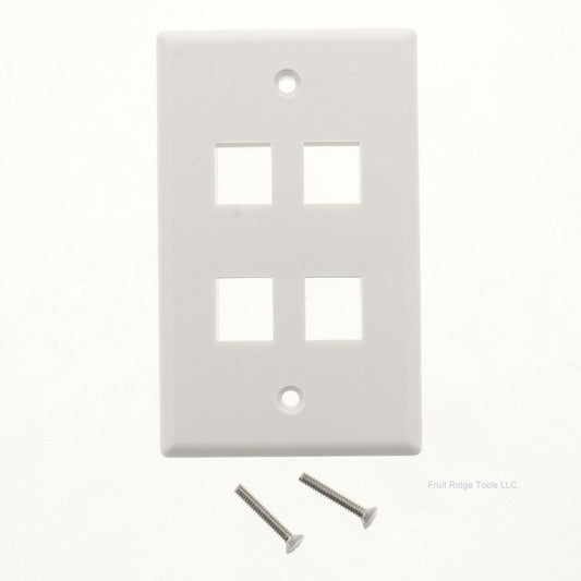 SignaMax SKF-4-WH White 4-Port Single Gang Keystone Cover Plate