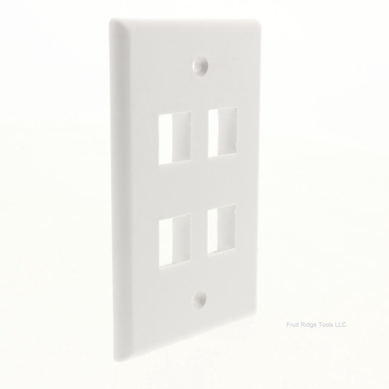 SignaMax SKF-4-WH White 4-Port Single Gang Keystone Cover Plate