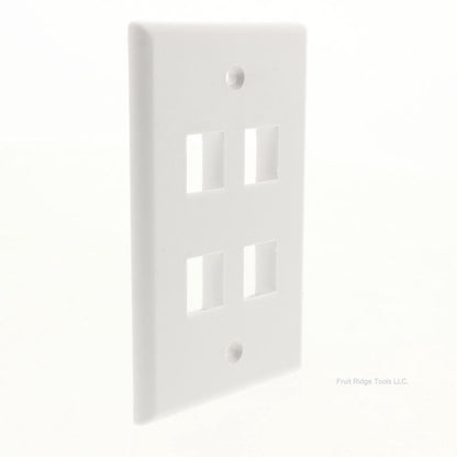 SignaMax SKF-4-WH White 4-Port Single Gang Keystone Cover Plate