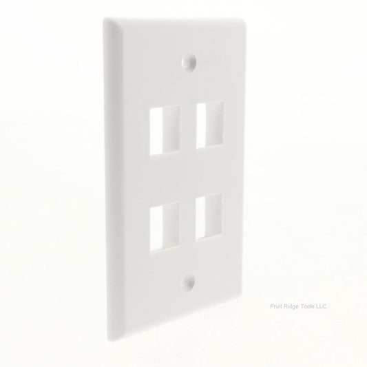 SignaMax SKF-4-WH White 4-Port Single Gang Keystone Cover Plate