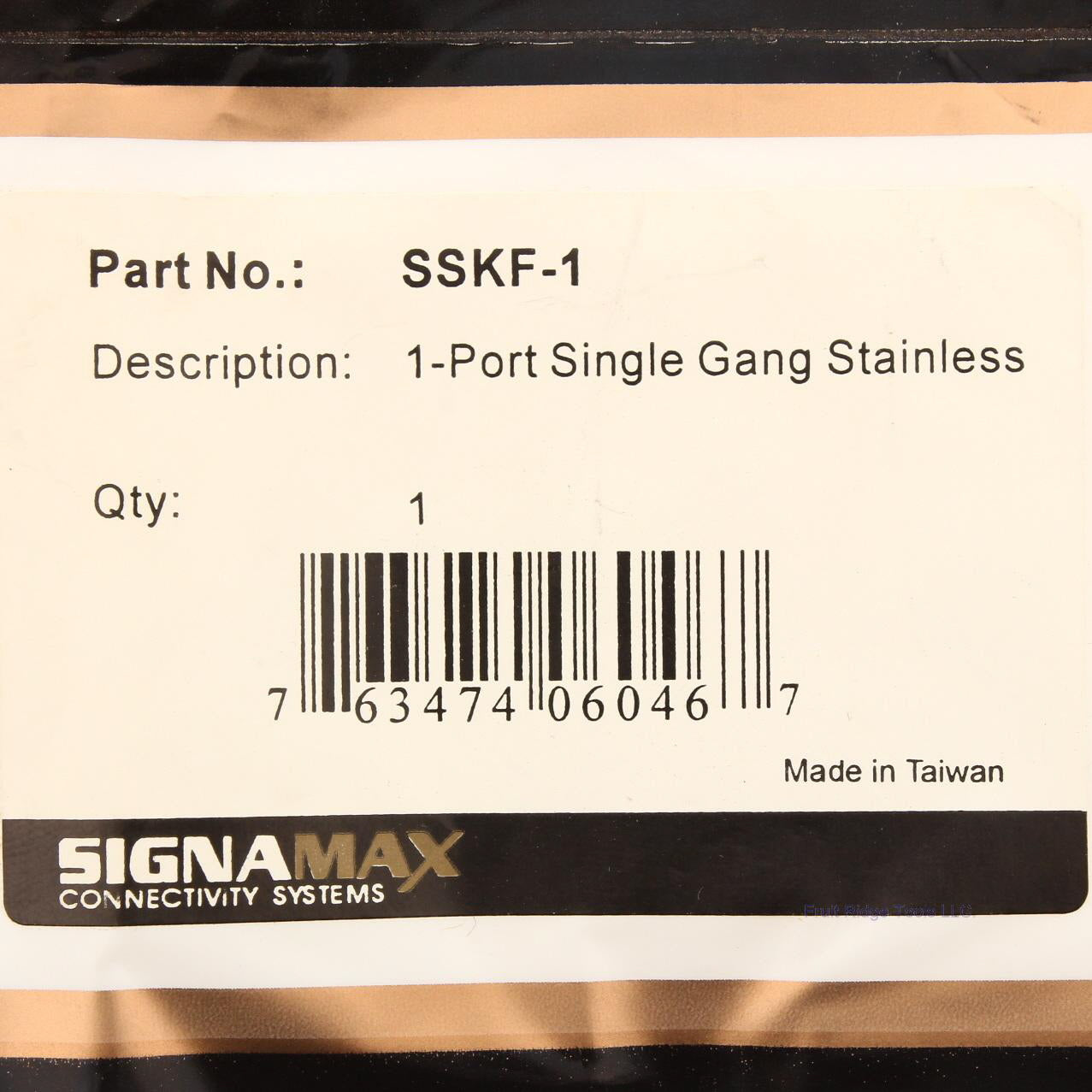 Signamax 1-Gang Stainless Steel 1-Port Data Jack Cover Plate Non-Loaded SSKF-1