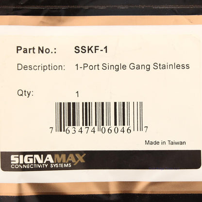 Signamax 1-Gang Stainless Steel 1-Port Data Jack Cover Plate Non-Loaded SSKF-1