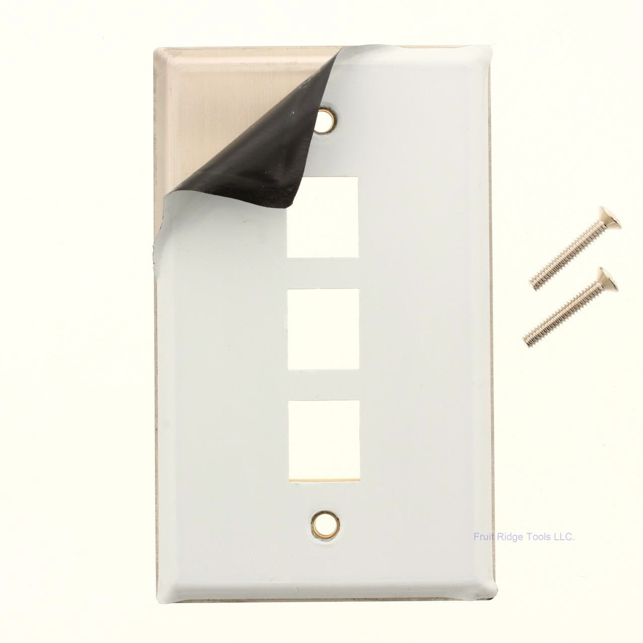 Signamax 1-Gang Stainless Steel 3-Port Data Jack Cover Plate Non-Loaded SSKF-3