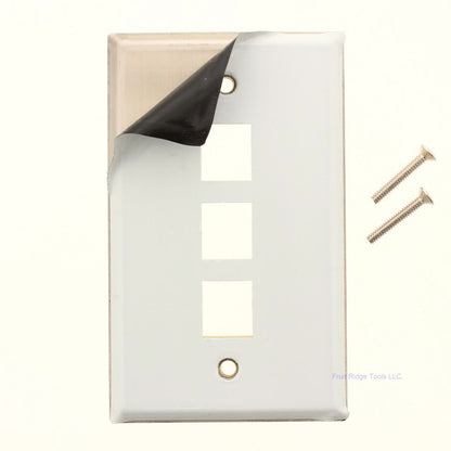Signamax 1-Gang Stainless Steel 3-Port Data Jack Cover Plate Non-Loaded SSKF-3