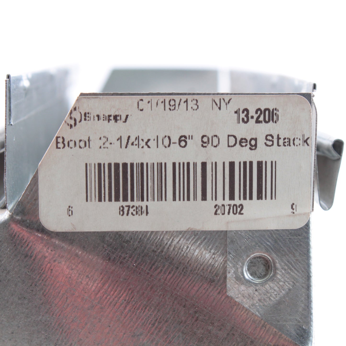 Snappy 13-206 90 Degree Galvanized Steel Stack Boot 2-1/4 x 10 in. 6 in. Dia