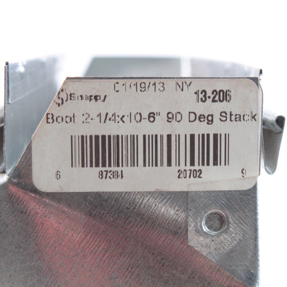 Snappy 13-206 90 Degree Galvanized Steel Stack Boot 2-1/4 x 10 in. 6 in. Dia