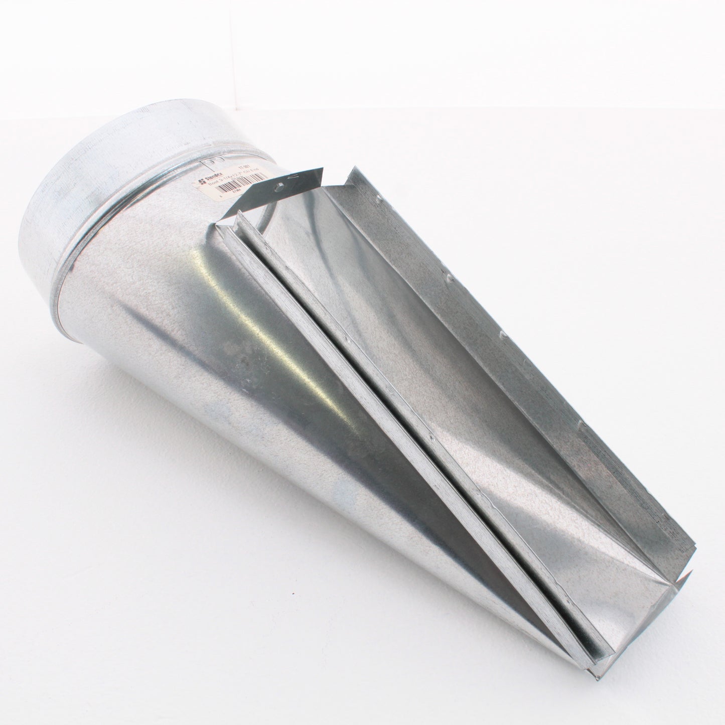 Standex 17-327 3.25" x 12-7" Center End Stack Galvanized Duct Elbow w/ Adj Angle