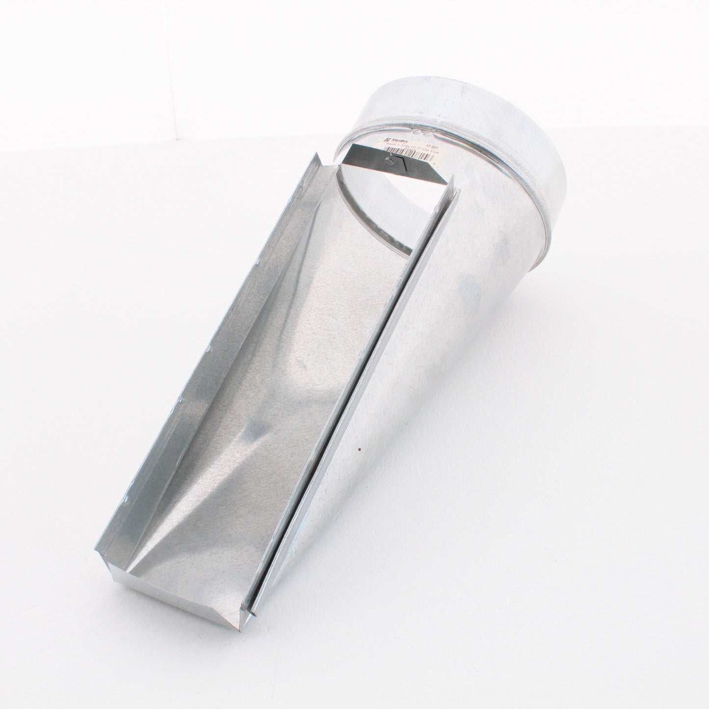 Standex 17-327 3.25" x 12-7" Center End Stack Galvanized Duct Elbow w/ Adj Angle