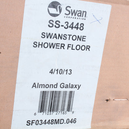Swanstone SF03448MD.046 Almond Shower Floor Base Galaxy 34" x 48" Center Drain