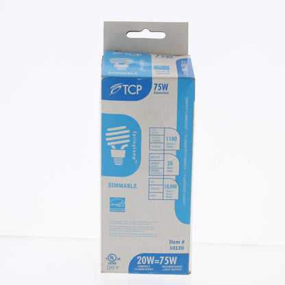 TCP 72A19 Dimmable Compact Fluorescent Spring Spiral Bulb E26 Base 20W 120V
