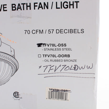 Teiber Decorative Bath Fan Light Alabaster Swirl Glass 70CFM/ 57 Decibels