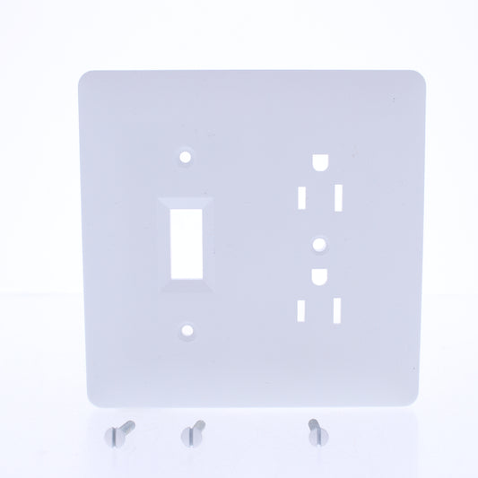 TayMac 2400W Masque White 2-Gang Paintable Decorator Outlet Toggle Switch Cover
