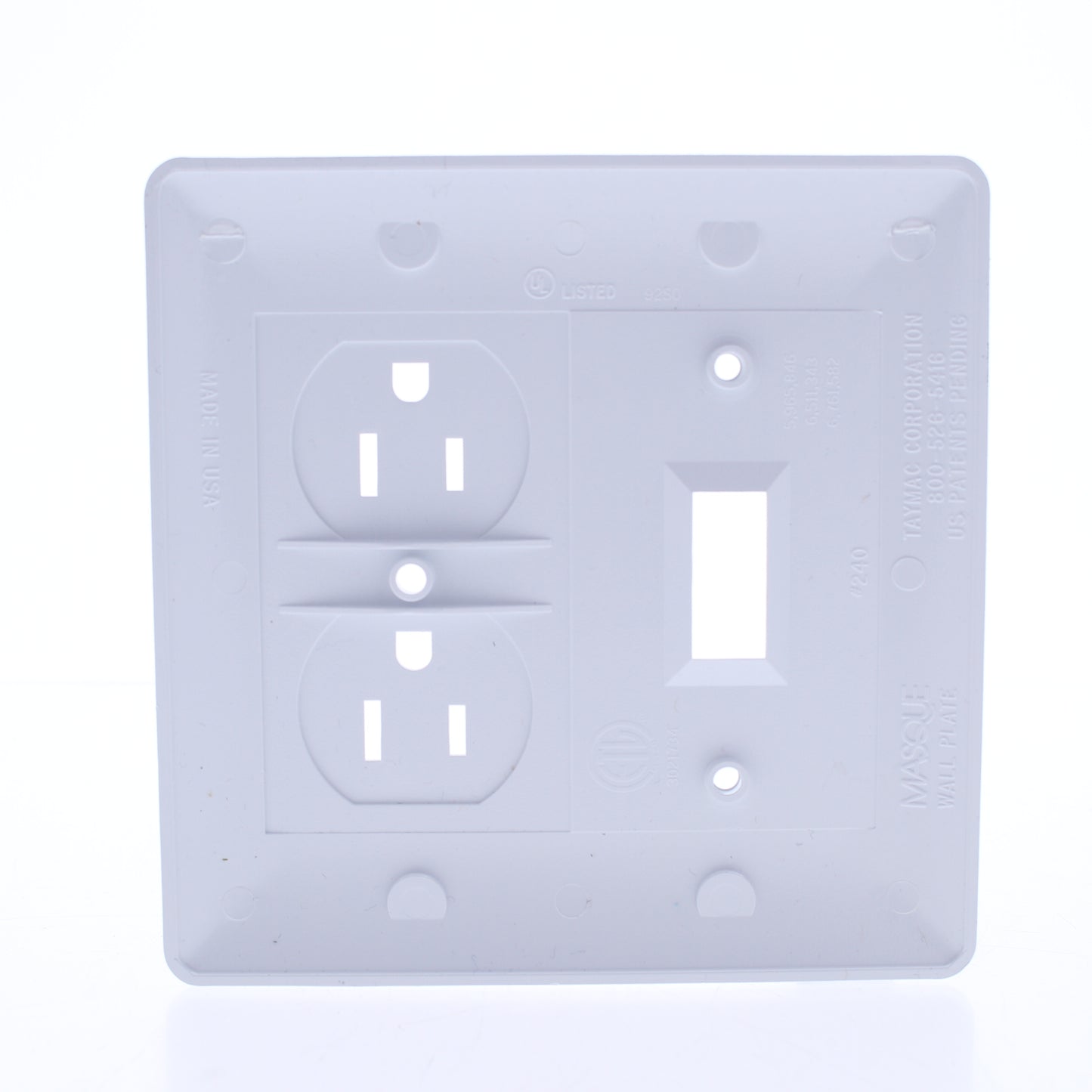 TayMac 2400W Masque White 2-Gang Paintable Decorator Outlet Toggle Switch Cover