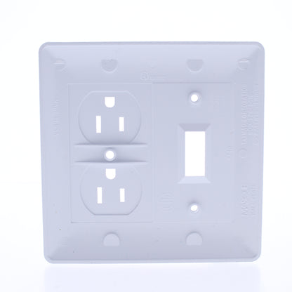 TayMac 2400W Masque White 2-Gang Paintable Decorator Outlet Toggle Switch Cover