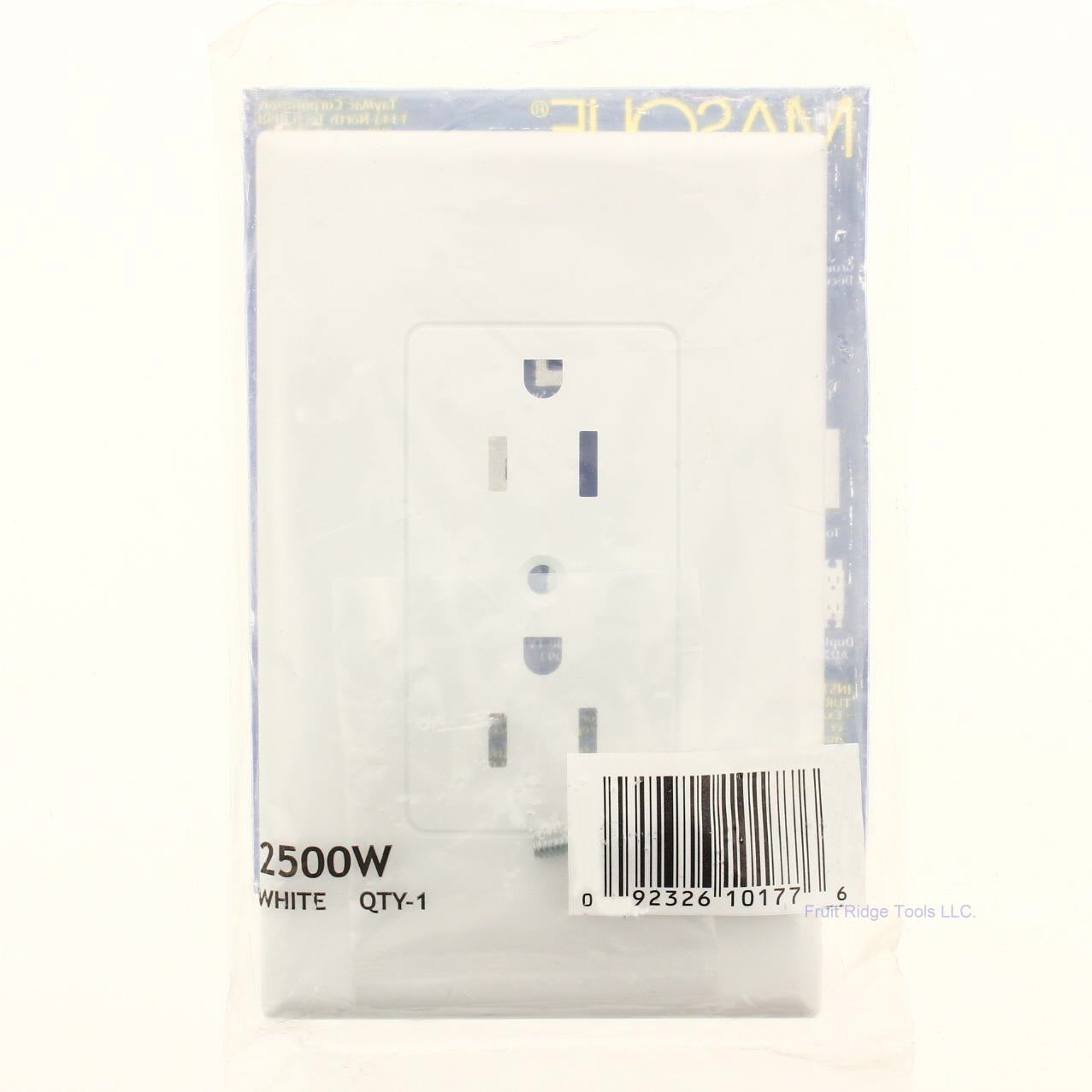 TayMac 2500W White 1-Gang Wallplate Cover Plate for Duplex Receptacle Outlet