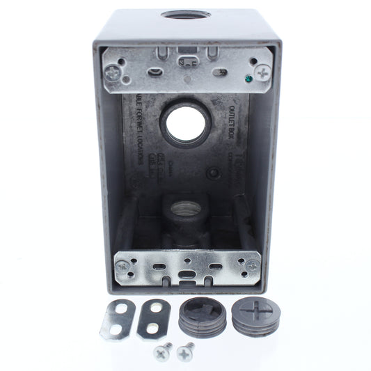 TayMac 5385-0 Gray Weatherproof Aluminum 1Gang 2-5/8" Deep 1/2" Threaded WallBox