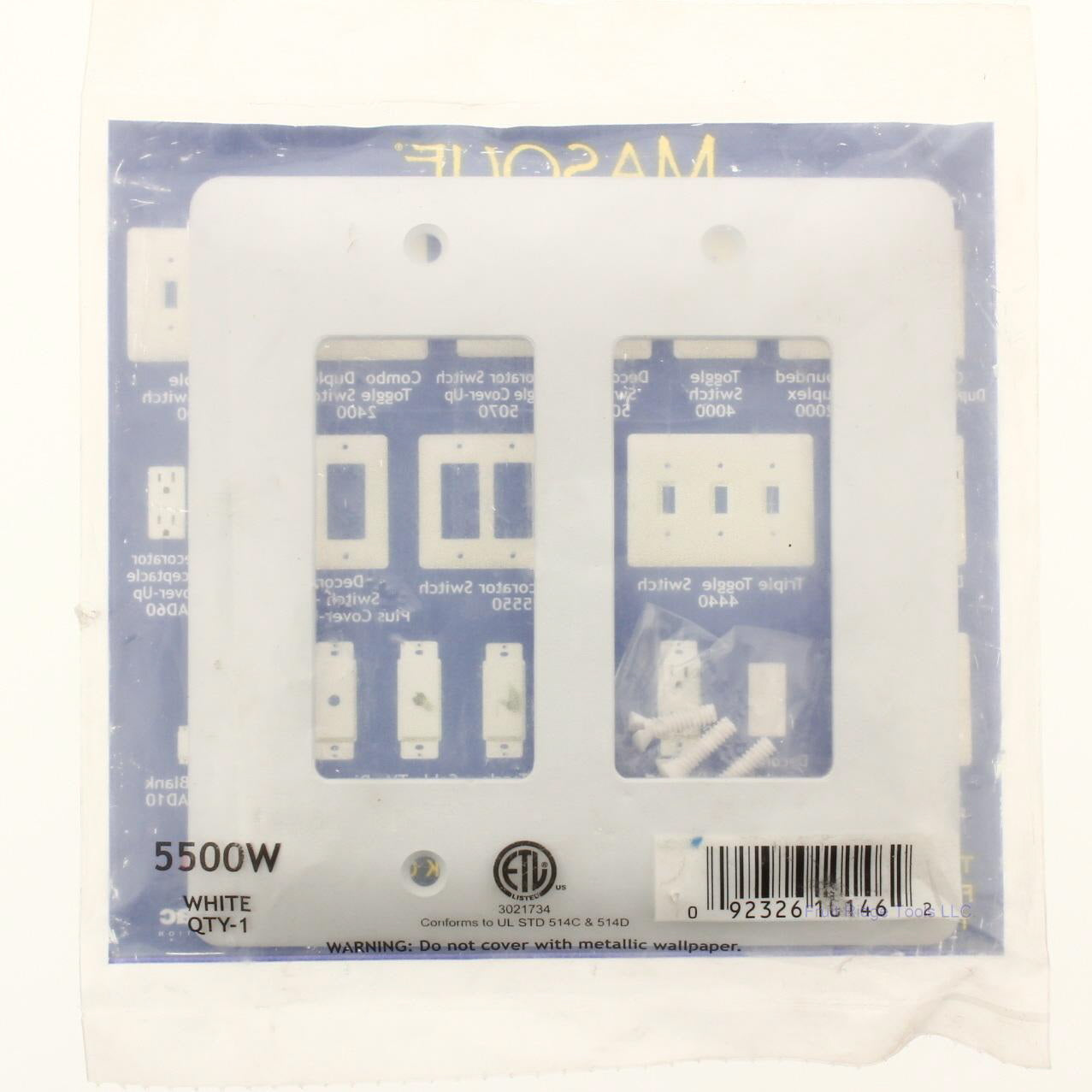 TayMac 5500W White 2-Gang Decorator Cover Unbreakable Nylon Wallplate
