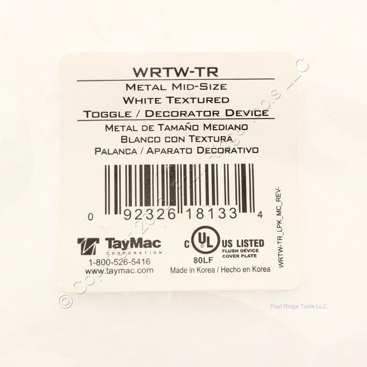 TayMac White Textured 2-Gang Toggle-Decorator Device Mid-Size Metal Wallplate