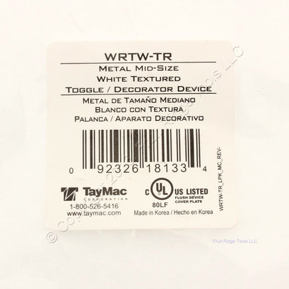 TayMac White Textured 2-Gang Toggle-Decorator Device Mid-Size Metal Wallplate