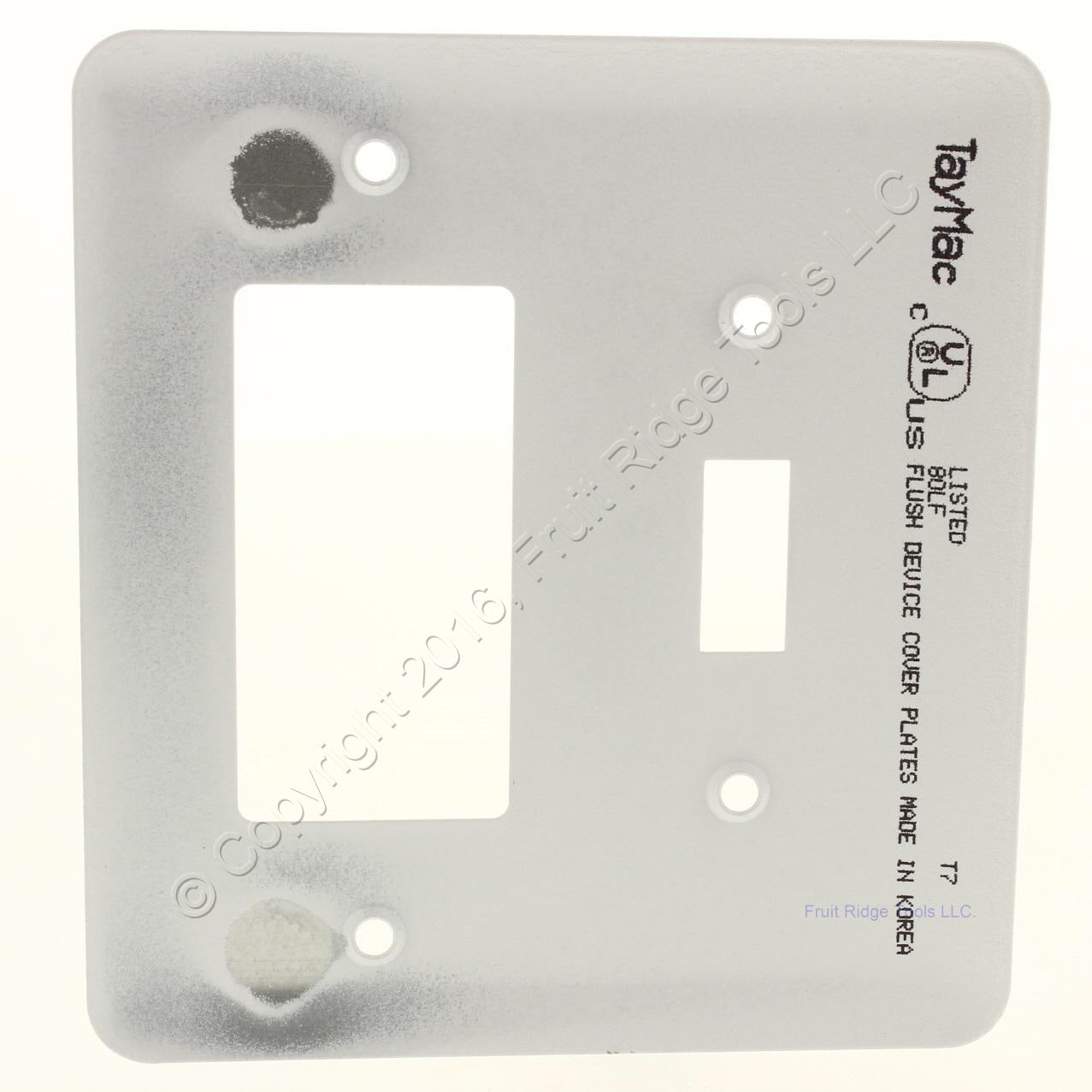 TayMac White Textured 2-Gang Toggle-Decorator Device Mid-Size Metal Wallplate