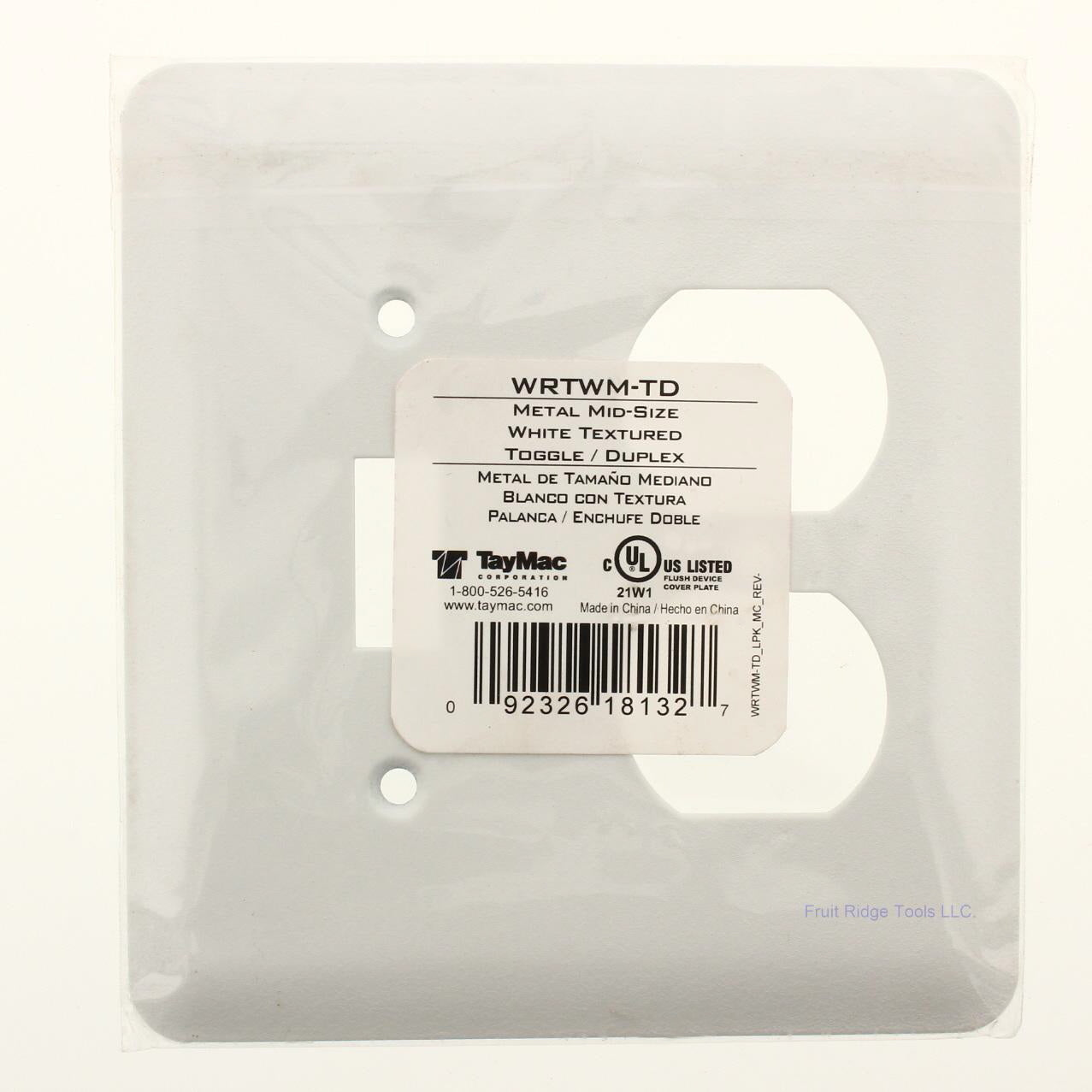 TayMac White Textured 2-Gang Duplex Receptacle/Toggle Mid-Size Metal Wallplate