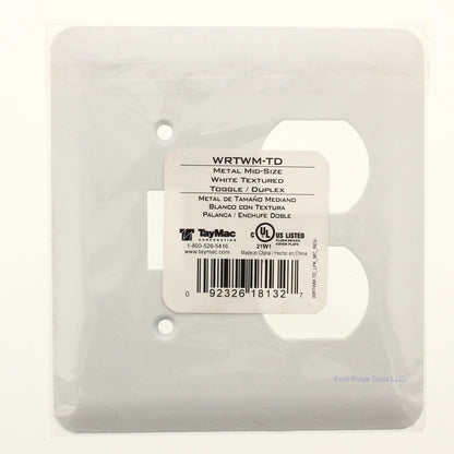 TayMac White Textured 2-Gang Duplex Receptacle/Toggle Mid-Size Metal Wallplate