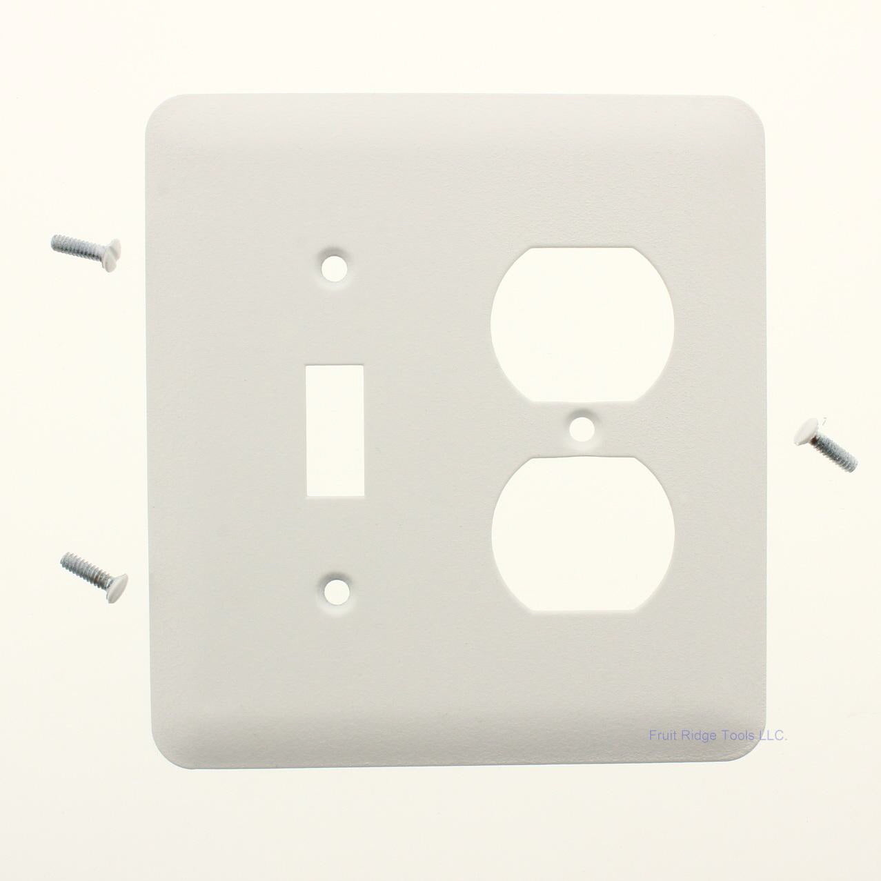 TayMac White Textured 2-Gang Duplex Receptacle/Toggle Mid-Size Metal Wallplate