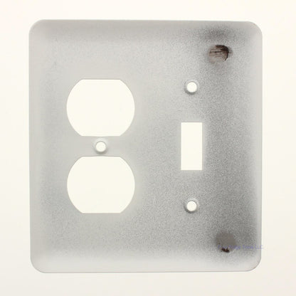 TayMac White Textured 2-Gang Duplex Receptacle/Toggle Mid-Size Metal Wallplate