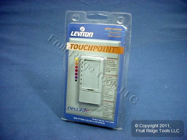 Leviton TPI06-1LG Gray TouchPoint Touch Light Dimmer Switch Decora 600W