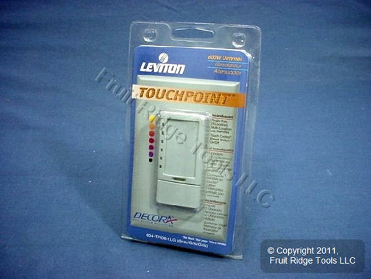 Leviton TPI06-1LG Gray TouchPoint Touch Light Dimmer Switch Decora 600W
