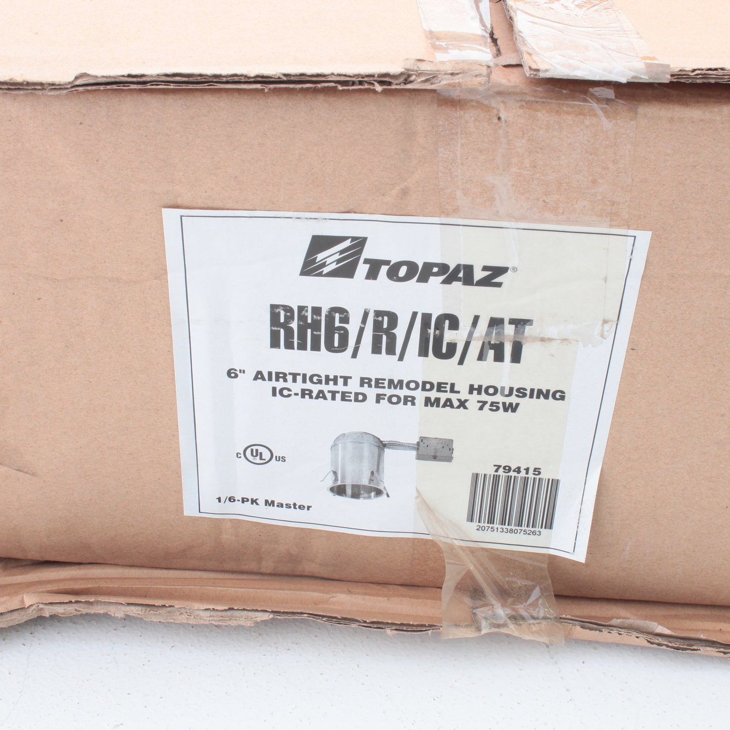 6pk Topaz 6" Airtight Remodel Recessed Housing IC-Rating Max 75W E26 RH6/R/IC/AT