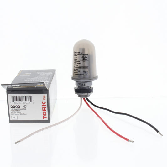 Tork 2000 SPST 2000W Photocontrol 1/2" Conduit Mounting 120V 50/60Hz Tungsten