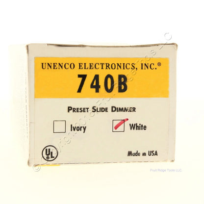 Unenco 3-Way White Preset Slide Dimmer Switch Control 740B for Single Pole or