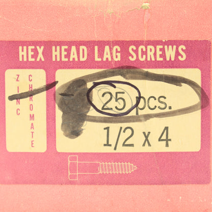Universal Fastenings 012400LAG Hex Head Lag Screws .5" x 4" Zinc-Plated 25-Pack