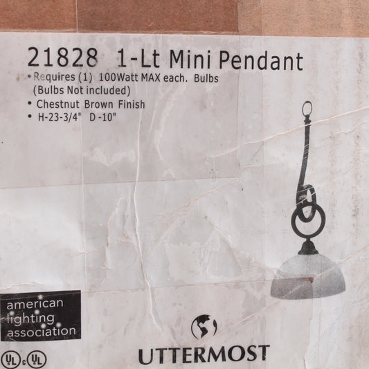 Uttermost 21828 Omega LED 28" White Gold Ribbed Pendant Ceiling Light dweLED