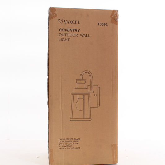 Vaxcel Coventry Outdoor Wall Light Clear Seeded Glass Dark Bronze Finish T0093