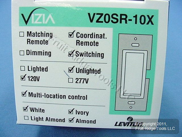 Leviton White/Ivory/Almond On/Off Vizia 120V Light Switch Remote VZ0SR-10X