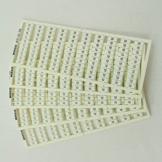 5 Wago White Colored Terminal Block Marker Cards 41-to-50 Horizontal WSB 209-506