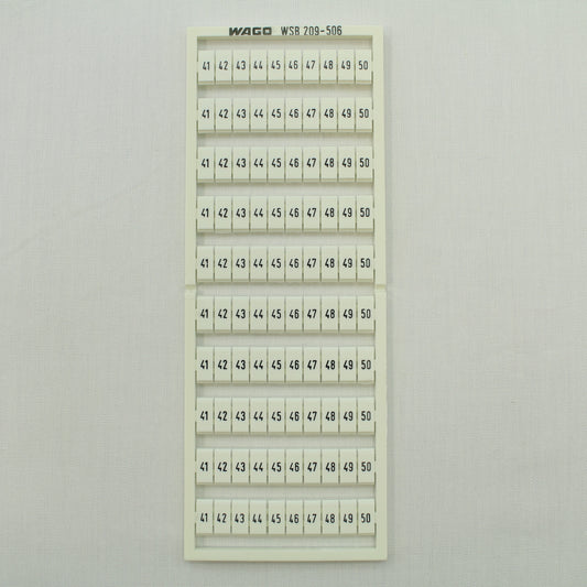 5 Wago White Colored Terminal Block Marker Cards 41-to-50 Horizontal WSB 209-506