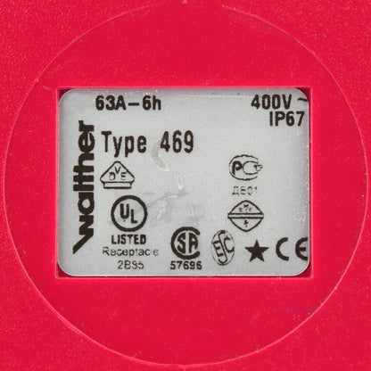 Walther Electric 63A IEC 400V Pin and Sleeve Receptacle Type 469 IP67