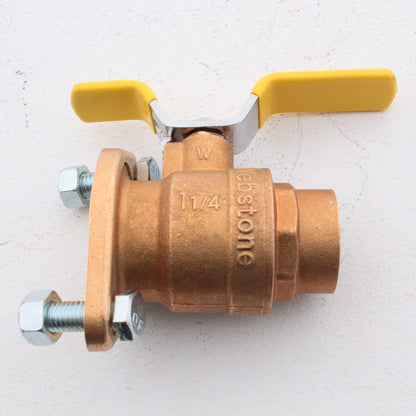 Webstone H-51405 Brass Full Port Forged 1.25" SWT Rotating Uni-Flange Ball Valve