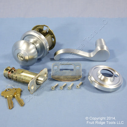 6 Left Weslock Traditonale Impresa 640 Satin Chrome Keylock Knob w/ Calais Latch