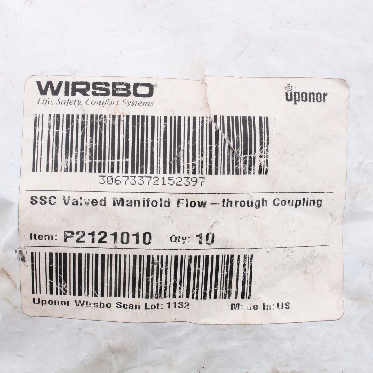 10-Pack Wirsbo SSC 1" Valved Manifold Flow through Coupling P2121010 2.5" Length