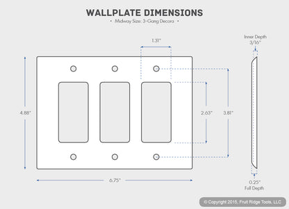 Leviton PJ263-T Lt Almond 3-Gang Unbreakable Decora GFCI Midway Wallplate Cover