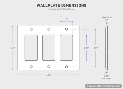 Eagle 2163B Brown 3-Gang Decorator Plastic Standard Wallplate Cover Faceplate
